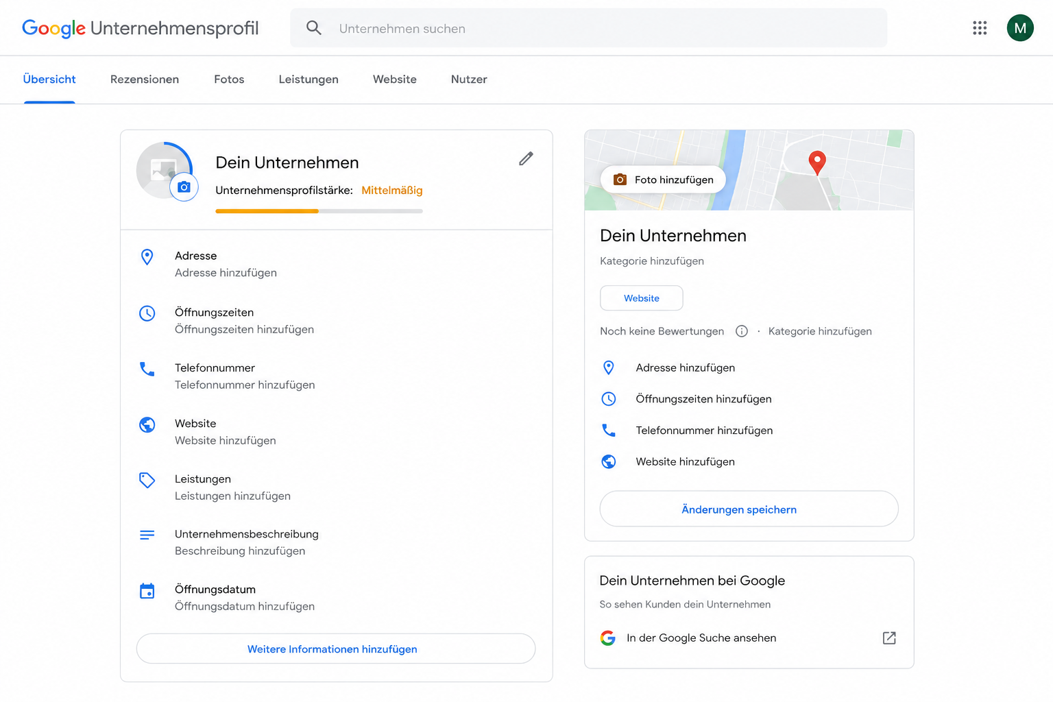 unvollständiges profil